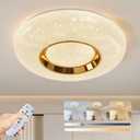 Dimmable LED Round Gold Ceiling Light, 20 Inch 48W with Remote Control, 3000K-6500K,Flush Mount Ceiling Light，Modern Wood Grain Lamp, Suitable for Entryway, Bedroom and Living Room., 19.7 inches