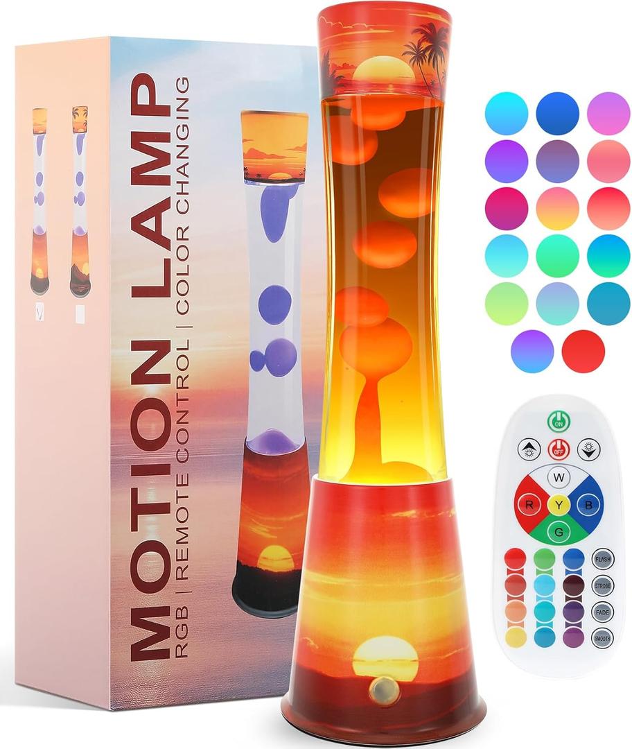 17 Colors Changing Liquid Motion Lamp with Remote,15.6" LED Night Light Relaxing Table Lamp for Kids & Adults, Liquid Light for Bedroom Home Decor (Sunset)