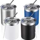 MEWAY 12 oz Lowball, Tumbler Stainless Steel Double Wall Vacuum Insulated Mug with Straw and Lid, Cleaning Brush Durable Powder Coated Insulated Coffee Cup for Cold & Hot Drinks (MIX,4 pack)
