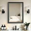 22x30 Inch Black Bathroom Mirrors for Over Sink | Rectangle Vanity Mirror, Wide Inner Curved Aluminum Frame, Anti-Rust, Shatter-Proof, HD Glass, Modern Wall Decor