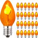 Flickering Flame Light Bulbs 25 Pack, C7 Halloween Orange Flame Replacement Bulbs Flickering Bulbs, E12 Candelabra Light Bulbs for Halloween Lights, Night Light, Candle, Chandelier Decor, 1 Watt