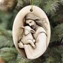 Christian Christmas Ornaments 2026, Religious Gifts Idea for Women Friends Jesus and Lamb Double, Sided Ceramic Christmas Ornaments Holiday Keepsake Christian Gifts for Women Faith Catholic