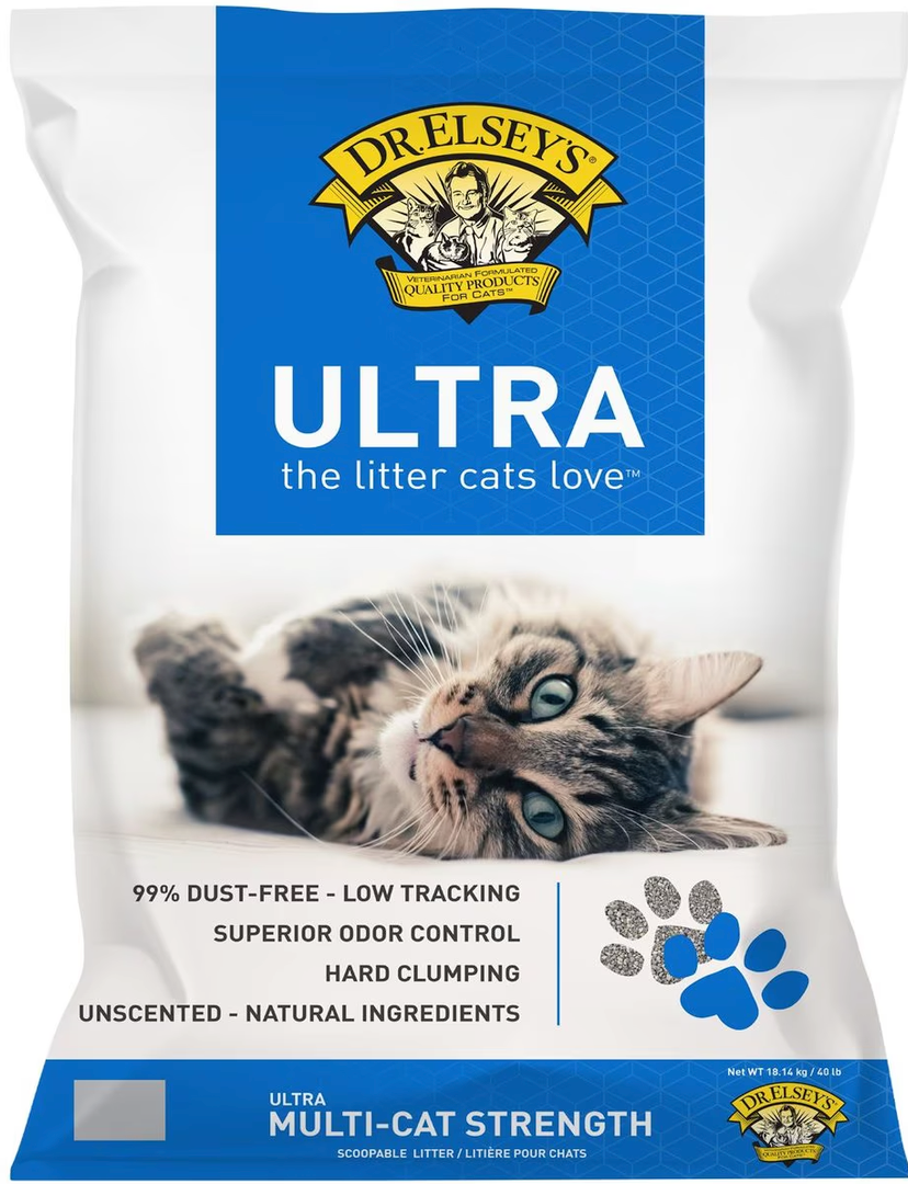 Dr. Elsey's Ultra Unscented Clumping Clay Cat Litter, 40-lb bag