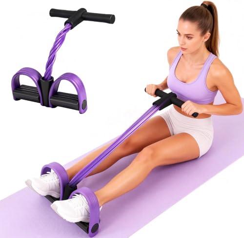 Multifunction Tension Rope, 6-Tube Elastic Yoga Pedal Puller Resistance Band, Natural Latex Tension Rope Fitness Equipment, for Abdomen/Waist/Arm/Leg Stretching Slimming Training (Purple)