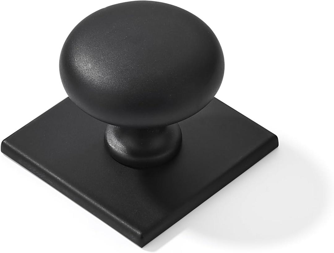khtumeware 10 Pack 1-1/2 Inch Matte Black Cabinet Knobs with Vintage Backplate - for Drawers, Cabinets & Bi-Fold Doors
