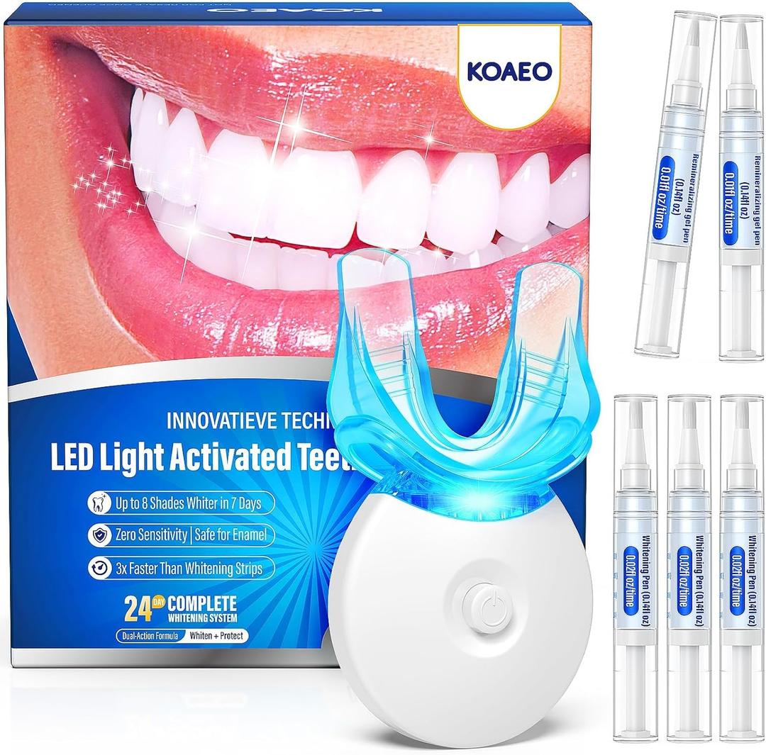 Teeth Whitening Kit with LED Light 3 Whitening Gel Pens + 2 Desensitizing Pens 35% Carbamide Peroxide Whiten Teeth in 7 Days Safe for Sensitive Teeth & Enamel, 0.7 Fl Oz (Mint)