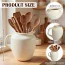 Potchen Rustic Kitchen Utensil Holder with Handle,7.48" H Ceramic Vintage Utensil Crock for Countertop, Farmhouse Kitchen Decoration Ceramic Pot for Spatulas Spoons Tongs(Novelty,Antique Cream)