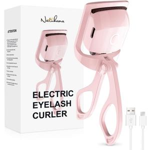 Heated Eyelash Curler with USB,Fast Heat up & 24H Long-Lasting,Rechargeable Electric Lash Curlers,Temperature Control,Safe Anti-Burn Quick Natural Curling Eye Lashes,Pink
