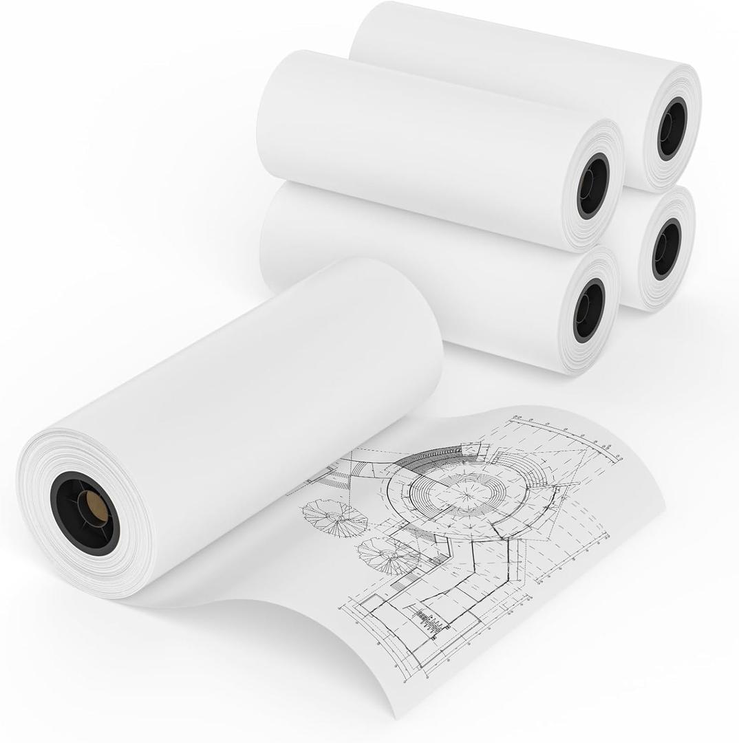 MFLABEL Wide Format Paper 24" x 150' Plotter Paper 4 Rolls CAD Bond Rolls 20lb 2"Core for CAD Printing on Wide Format Ink Jet Printers
