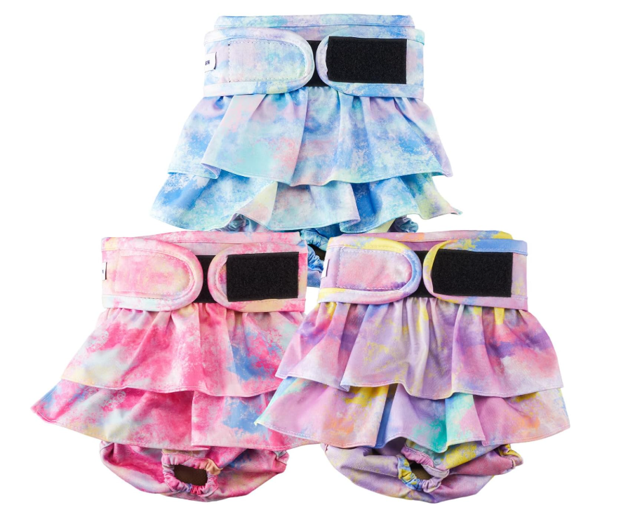 Reusable Dog Diapers Female Medium Washable, Premium Doggie Diaper for Dogs, Pack of 3, Highly Absorbent Dog Diaper for Heat, Incontinence and Puppy Training(M)