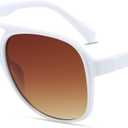 Freckles Mark Vintage Retro 70s Sunglasses for Women Men Classic Large Square Aviator Trendy Glasses (White)