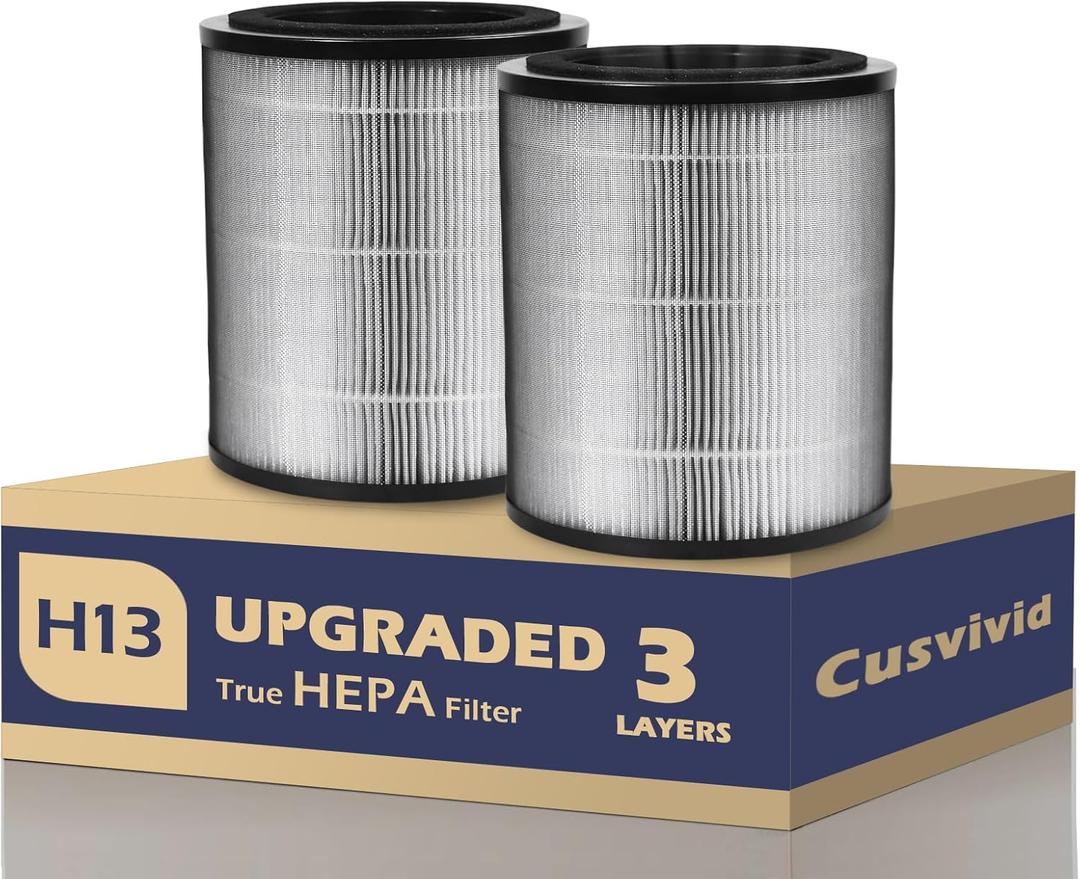 JF100 Air Filter Replacement, 2 Pack Replacement Filter Compatible with JF100 Jafnda Air Purifier, 3-in-1 HEPA H13 Activated Carbon Air Purifie Pre-Filter, Grey