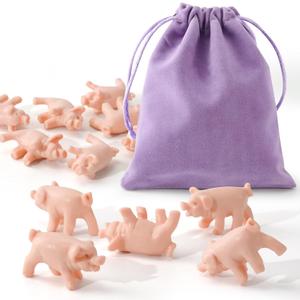 12Pcs Mini Pigs Dice Set, Portable Toss Pig Game with Storage Bag - No Markings or Scoring Card, Roll Your Pigs Camping Gifts, Tabletop Piglet Dice, Funny Family & Party Favors for Adults