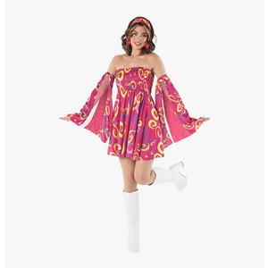 fun shack Go Go Girl Costume Women Disco Dress, 70s Gogo Outfit for Women, Retro Party Wear, Fun Dance Attire, Size L