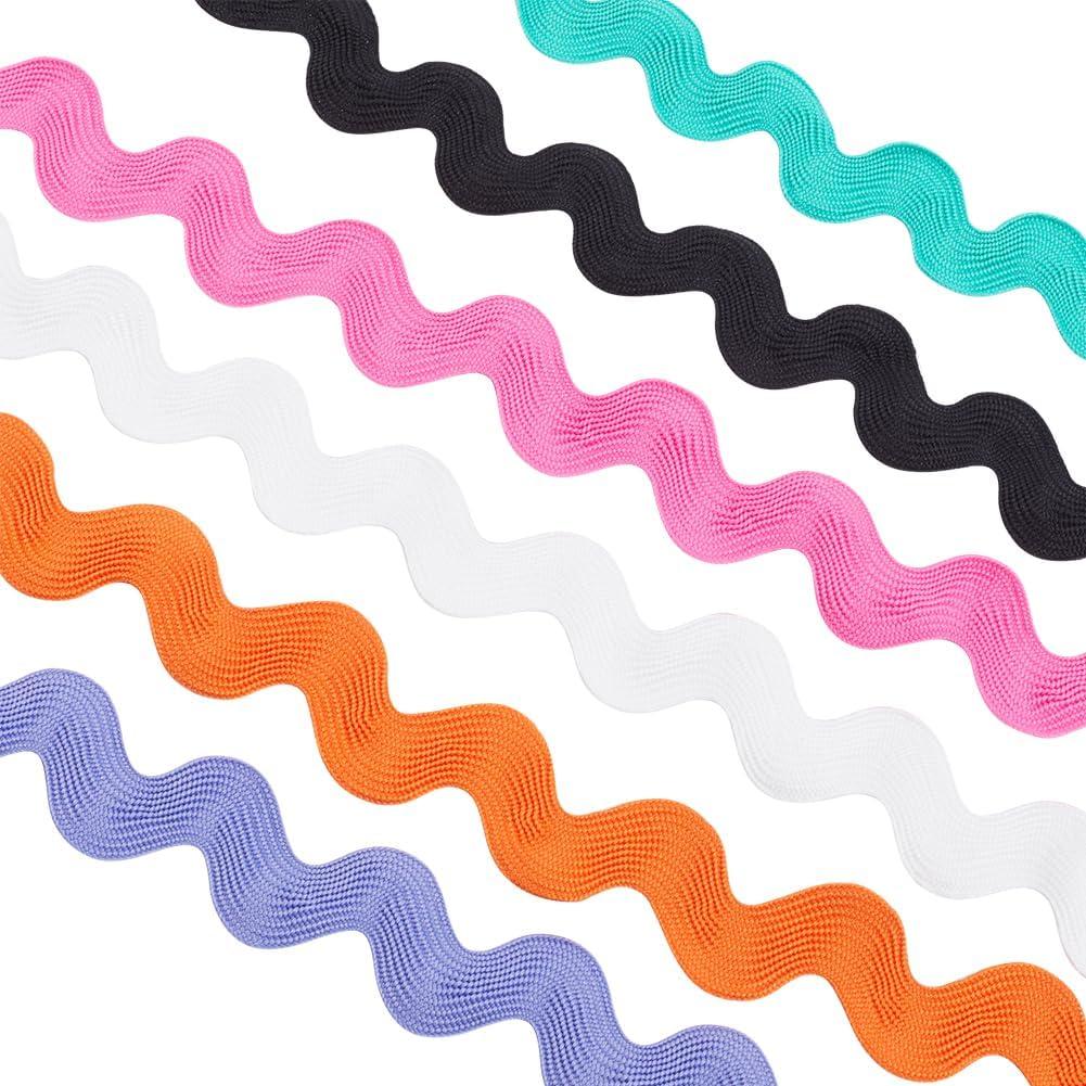GORGECRAFT 12 Yards 6 Colors RIC Rac Trim Ribbon 3.7cm/ 1.46" Wave Bending Fringe Trim Rick Rack Zig Zag Trim Braided Edge Fabric for Sewing Flower Home Party Wedding Dress Decoration Craft
