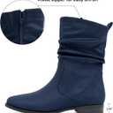 VJH confort Women's Mid Calf Boots, Almond Round Toe Low Heel Comfort Dress Slouchy Booties, Size 6.5