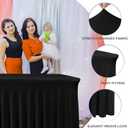 Nasitos Black Rectangle Tablecloths, 2 Pack - 72 x 30 Inch - Stretch Spandex & Polyester Fitted Table Skirts for 6FT Tables, Party, Banquet, Wedding