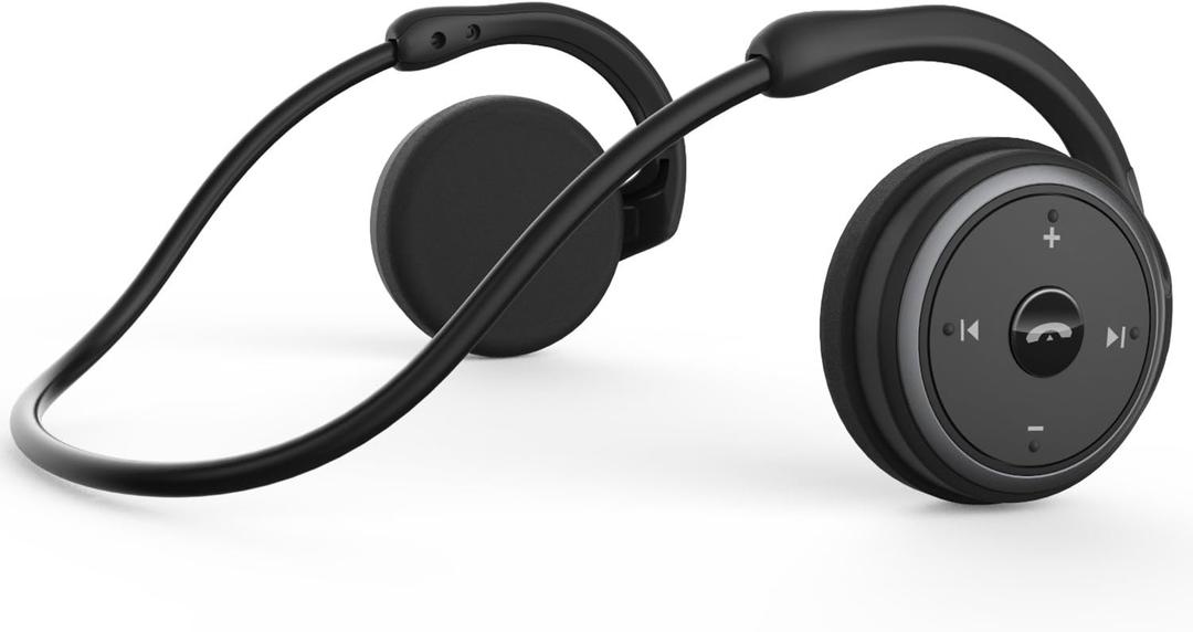 Small Bluetooth Headphones Wrap Around Head - Sports Wireless Headset with Built in Microphone and Crystal-Clear Sound, Foldable and Carried in The Purse, and 12-Hour Battery Life, Black