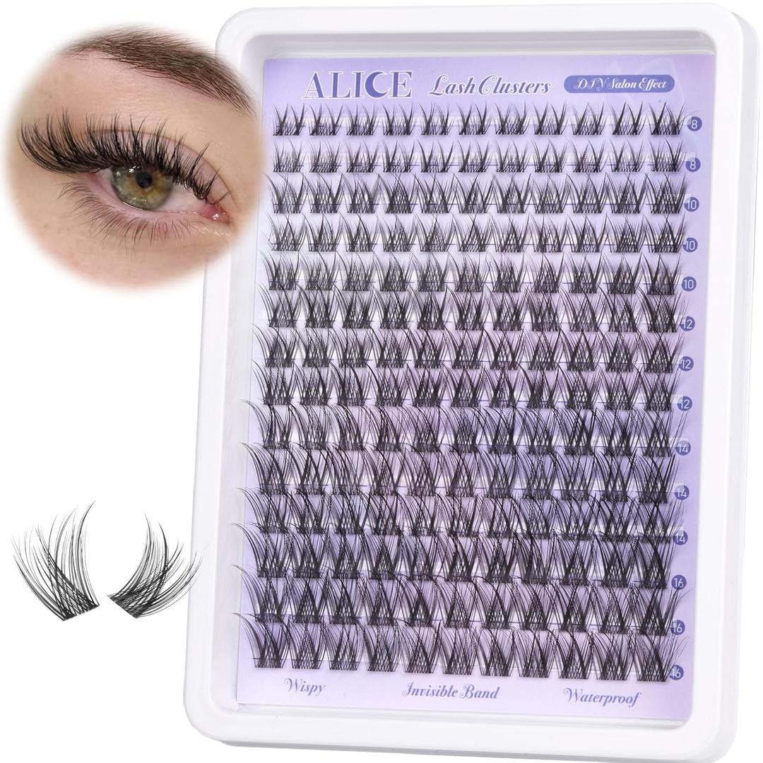 Natural Lash Clusters Wispy Cluster Eyelash Extensions Invisible Band Individual Lashes CCurly DIY Lash Extension 816mm Waterproof Soft Cluster Lashes 168pcs by ALICE