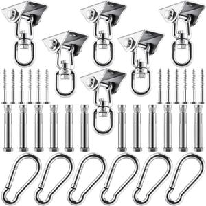 Tandefio 6 Sets of Robust Swing Hangers for Wooden Concrete Set with Hook Screw Bolt Washer 360 Swivel Stainless Steel Swingset Accessory for Porch Patio Yoga Indoor Outdoor, 2000 LB Capacity, Silver