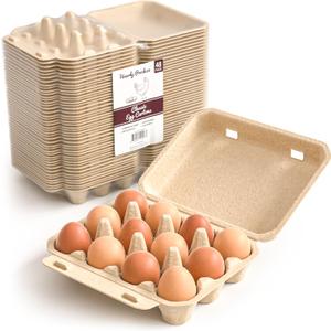 Dozen Egg Cartons 30-Pack  Paper Pulp Egg Cartons Reusable - Anti-Crack Moisture Absorbing Vintage Egg Holder for 12 Eggs for Farm Stand Supplies, Produce Containers Farmers Market (Brown)