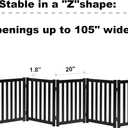 LZRS 6-Panel Extra-Wide Freestanding Wooden Dog Gate Indoor 24High Foldable Safety Pet Barrier for Doorways, Hallways, Kitchens, and Long Staircases, Durable Design fit Small to Medium Dogs, Black
