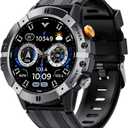 Smart Watches for Men Military Watches Blood Pressure Monitor Heart Rate Sleep Monitor Make/Answer Call SNS Msaage Reminder Fitness Tracker Pedometer Step Counter Waterproof iOS Android Phones (Silver)