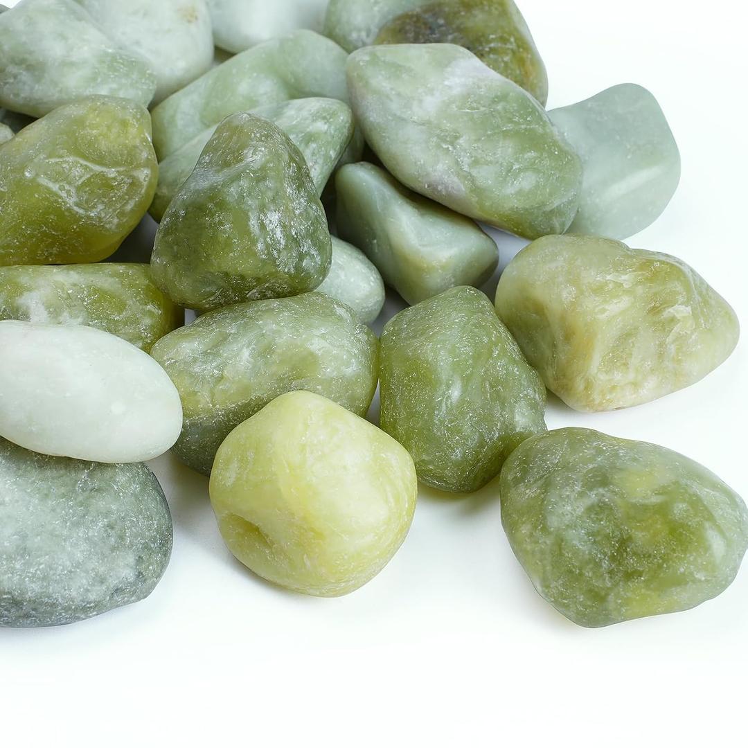 15lbs Jade Pebbles for Indoor Plants, 1-2 Inch Plant Rocks for Pots Indoor, Decorative Garden Rocks Outdoor Landscaping, Polished Natural Stone for Walkways, Yard, Vases, Crafts