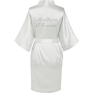 goodmansam Women's Silky Robes One Size Silver Rhinestones Bride Bridesmaid Sleepwear for Wedding Party Getting Ready