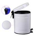 5 L Round Step Pet Trash with Lid,Mini Metal Pedal Bin,Small Garbage Can Wastebasket for Home,Car or OfficeWhite