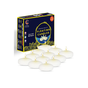 Candle Charisma White Floating Candles 3 Inch (Set of 12) – 8-Hour Dripless, Smokeless Burn with Natural Flickering Flame – Perfect for Weddings, Centerpieces, Pool Nights & Special Events