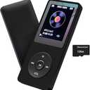 MP3 Player 128GB with Speaker Earphone Portable HiFi Lossless Sound MP3 Mini Music Player Voice Recorder E-Book HD Screen 1.8 inch Black