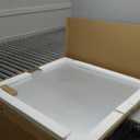 LOAAO 40X36 Inch Bathroom Mirror with Wood Grain Colored Metal Frame, Rounded Rectangle Metal Framed Bathroom Mirror, Anti-Rust, Hangs Horizontally or Vertically, Tempered Glass