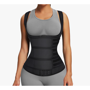 FeelinGirl Waist Trainer for Women Latex Waist Trainers Vest Plus Size Waist Cincher Corset 3 Belts Hooks Steel Bones, Size: M