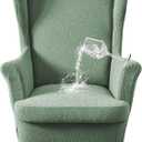 Waterproof Wingback Chair Cover, Stretch Jacquard Wing Chair Slipcovers 2 Piece, Wingback Armchair Sofa Slipcover Super Soft Fabric Furniture Protector with Elastic Bottom for Living Room Bedroom