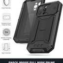 iPhone 13 Metal Case with Screen Protector Kickstand Camera Slide Cover - Heavy Duty Military Sturdy Armour Shockproof for Man (Black)