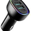 ACECAR 100W Car Charger 4-Port USB C & USB-A Car Charger Adapter PD/QC Multi Port Fast Charging Cigarette Lighter Adapte