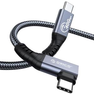 ORICO Cable Compatible with Thunderbolt 4 Right Angle 6.56Ft,40Gbps USB C to USB C Cable, 100W Charging/Display 8K@60Hz Compatible with MacBooks iPad Pro, Thunderbolt 4/3 and USB-C Device