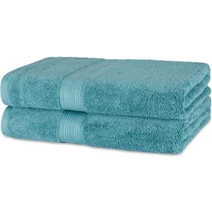 Amazon Basics Fade-Resistant 100% Cotton Bath Towel, 2 Pack, 30"x54", Teal Green