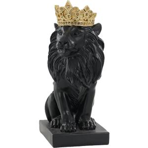 12" Crown Lion King Statue Decor, The King of Beasts - Statue Decoration for Home/Study/Living Room, Great Collectible Figurines, Best Gift for The Man,Iarge Size White Golden Color
