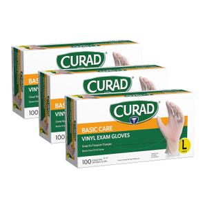 Curad - CURVT3RH Basic Care Vinyl Disposable Exam Gloves, Large (Pack of 300)