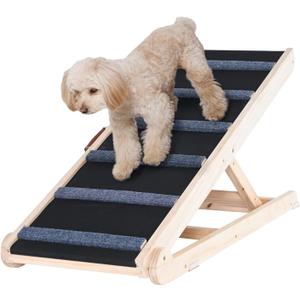 Happybuy Dog Ramp, Folding Pet Ramp 41.3" Long, Adjustable from 13.77" to 25.59", Wooden Ramp for Small, Large Dogs & Cats, Sofa, Car