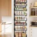 8-Tier Over the Door Pantry Organizer with Sturdy Metal Shelves, Sleek Door Hanging Spice Storage Rack with High Visibility, Versatile Door Organization System for Kitchen Bedroom Bathroom