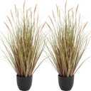KOL 3ft 2-Pack Artificial Cattail Reed Grass, 35in Indoor Fake Onion Grass