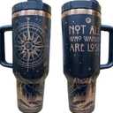 Stainless steel bottle 40oz water tumbler Western Workout water cup Gift for her New container (Black R. Gold-Explorer)