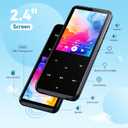 AGPTEK 64GB MP3 Player with Bluetooth, M3 2.4 inch Music Player with Speaker and FM Radio, Touch Buttons, Supports Up to 128GB(Black)