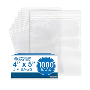 Small Zip Top Storage Bag - 5x5 Inches, Thick Zipper, Reclosable, Mini Poly Plastic, Save for Nails, Screws, Food, Tools (PACK 100)