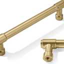 6 Pack 6 Inch Champagne Bronze Cabinet Pulls Gold Drawer Pulls Kitchen Cabinet Hardware Champagne Brass Kitchen Handles for Cabinets Cupboard Handles Drawer Handles (6"(152mm) hole center)