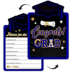 Advice Cards for Graduate, Graduation Decorations, Blue Advice Card for Class of 2026 Graduation Party, Favor Cards for High/College/Senior School, Party Decoration And Supplies, 20 Cards + Envelopes