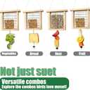 Wooden Suet Feeders, Oranges Fruit Oriole Bird Large Capacity Woodpecker Suet Plus Hanger Wood Tray Garden Hanging Animal for Yard Outside Attracting for Wild Birds